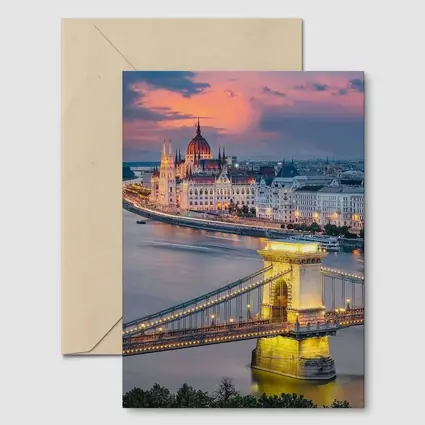 Budapest Chain Bridge Parliament Sunset Skyline