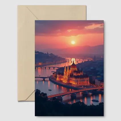 Budapest Parliament Building Danube River Sunset