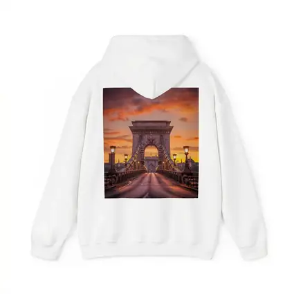 Chain Bridge Budapest Fiery Sunset Sky