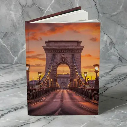 Chain Bridge Budapest Fiery Sunset Sky