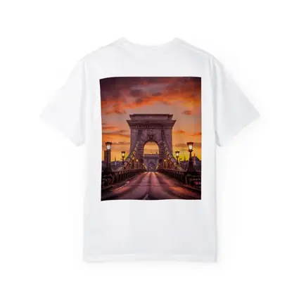 Chain Bridge Budapest Fiery Sunset Sky