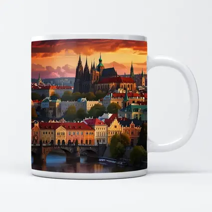 Prague Castle Skyline at Dramatic Sunset