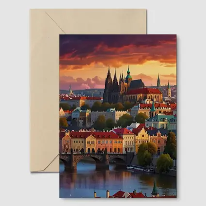 Prague Castle Skyline at Dramatic Sunset