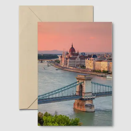 Budapest Chain Bridge Danube River Sunset