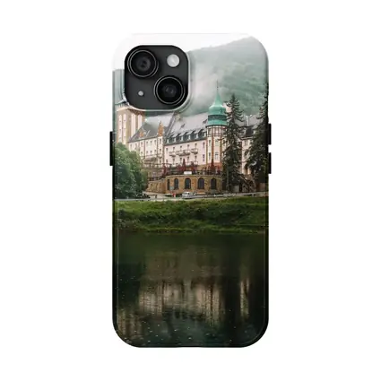 Historic Castle Reflecting On Misty Lake