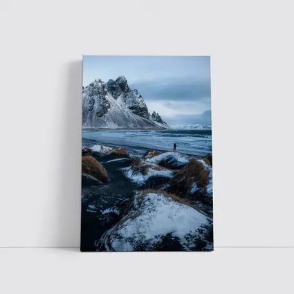Lone Figure Stokksnes Black Sand Beach Iceland