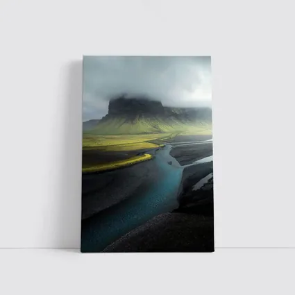 Iceland Misty Mountain River Landscape Photography
