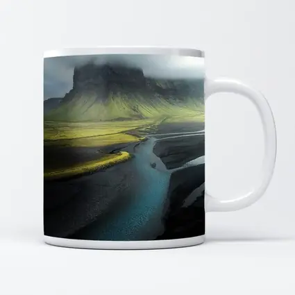 Iceland Misty Mountain River Landscape Photography