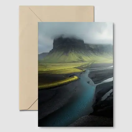 Iceland Misty Mountain River Landscape Photography