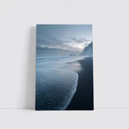 Black Sand Beach Iceland Moody Winter Seascape