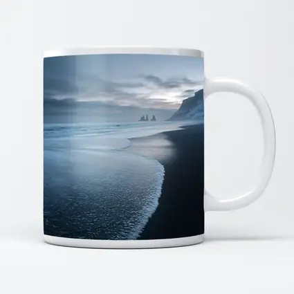 Black Sand Beach Iceland Moody Winter Seascape