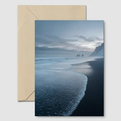 Black Sand Beach Iceland Moody Winter Seascape