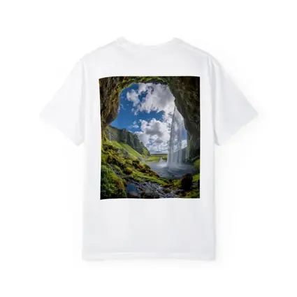 Cave View Waterfall Green Iceland Landscape