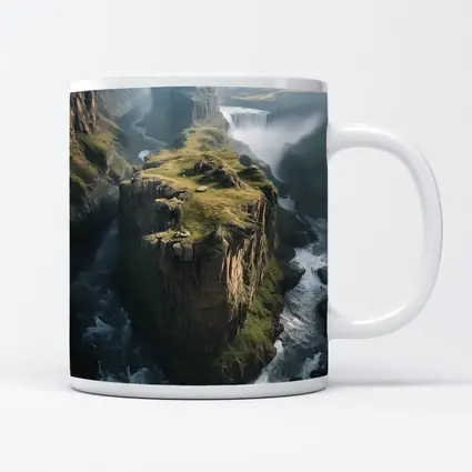 Dramatic Cliff Canyon Waterfall Misty Landscape