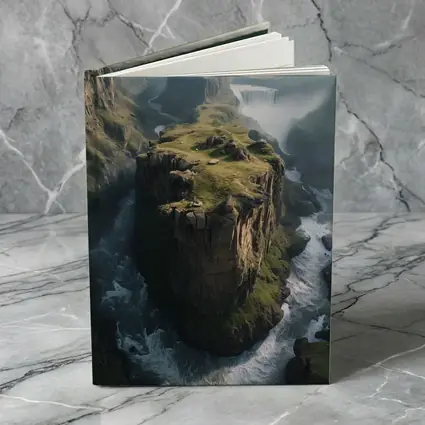 Dramatic Cliff Canyon Waterfall Misty Landscape