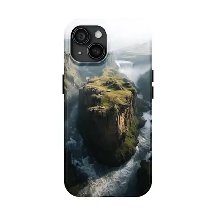 Dramatic Cliff Canyon Waterfall Misty Landscape
