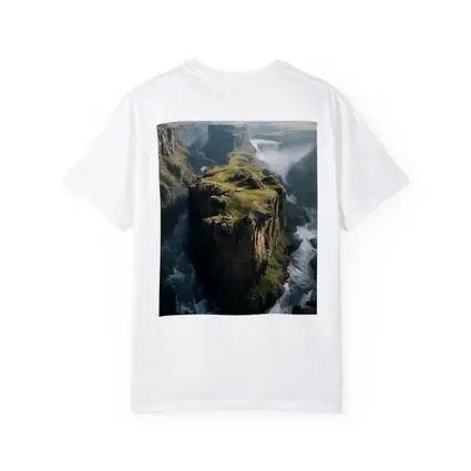 Dramatic Cliff Canyon Waterfall Misty Landscape
