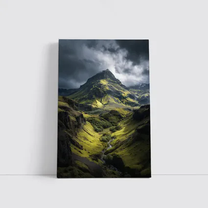 Moody Green Iceland Mountain Valley Landscape