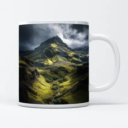 Moody Green Iceland Mountain Valley Landscape