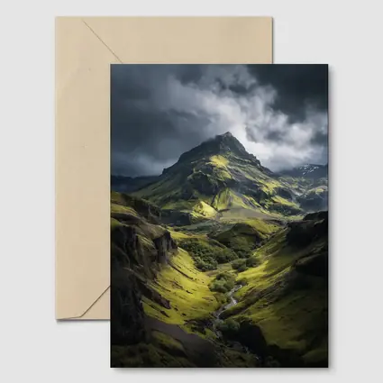Moody Green Iceland Mountain Valley Landscape