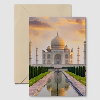 Taj Mahal Sunset Golden Sky India