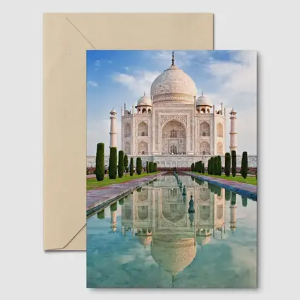 Taj Mahal Reflection Pool Blue Sky