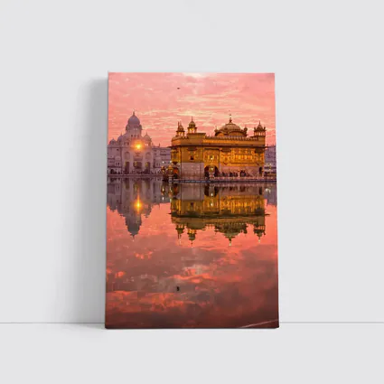 Golden Temple Amritsar Pink Sunset Reflection