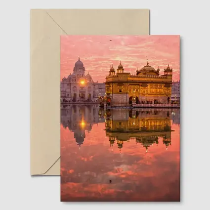 Golden Temple Amritsar Pink Sunset Reflection