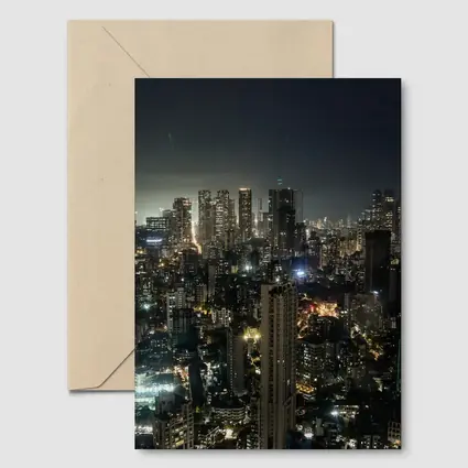 Mumbai City Skyline Glowing At Night