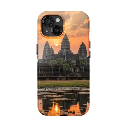 Angkor Wat Temple Sunset Reflection Cambodia