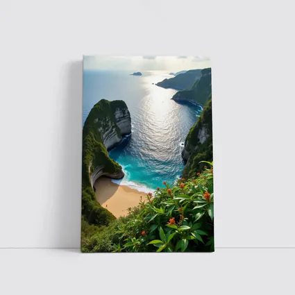 Tropical Cliffside Beach Turquoise Ocean View