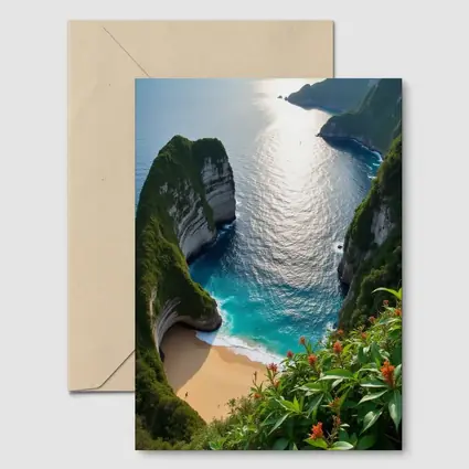 Tropical Cliffside Beach Turquoise Ocean View
