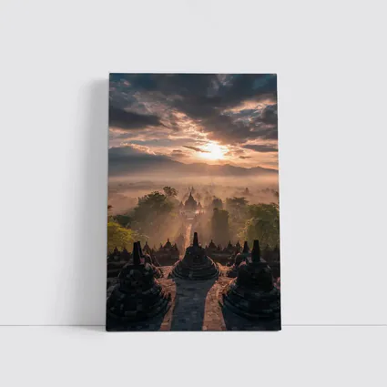 Borobudra Temple Sunrise Mist Indonesia