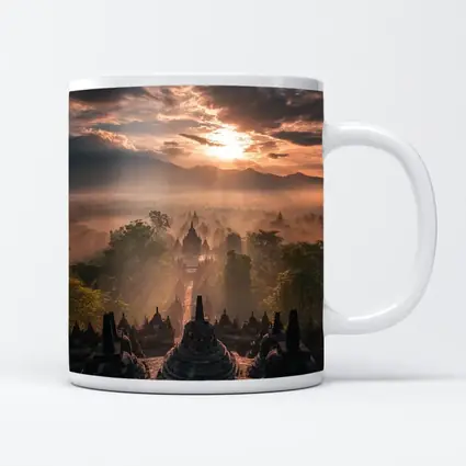 Borobudra Temple Sunrise Mist Indonesia
