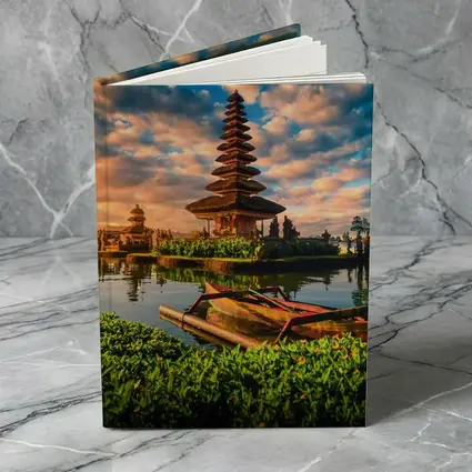 Bali Temple Lake Sunset Golden Sky