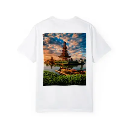 Bali Temple Lake Sunset Golden Sky
