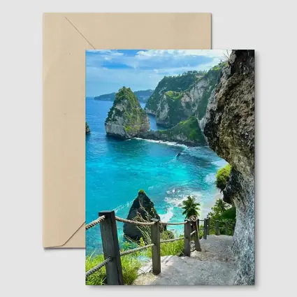 Tropical Cliffside Steps Leading To Ocean