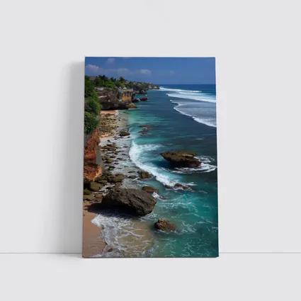Bali Cliffside Turquoise Ocean Rocky Beach