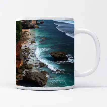 Bali Cliffside Turquoise Ocean Rocky Beach