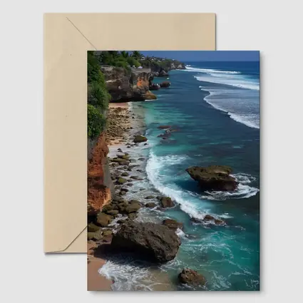 Bali Cliffside Turquoise Ocean Rocky Beach