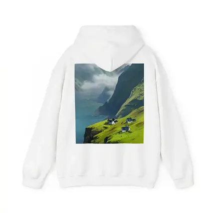 Green Cliffside Village Overlooking Dramatic Fjord