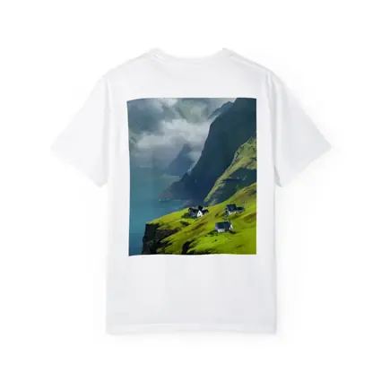 Green Cliffside Village Overlooking Dramatic Fjord