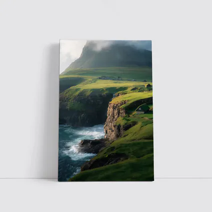 Green Cliffside Coastal Village Ocean View