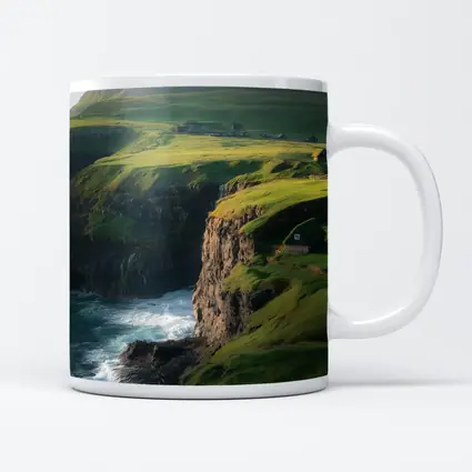 Green Cliffside Coastal Village Ocean View