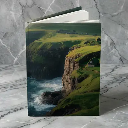 Green Cliffside Coastal Village Ocean View