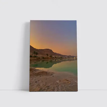Dead Sea Sunset Orange Sky Desert Landscape