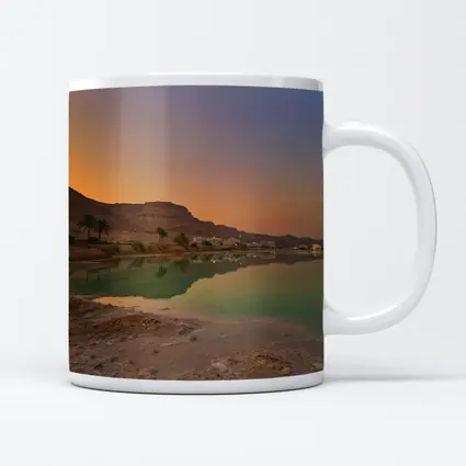 Dead Sea Sunset Orange Sky Desert Landscape
