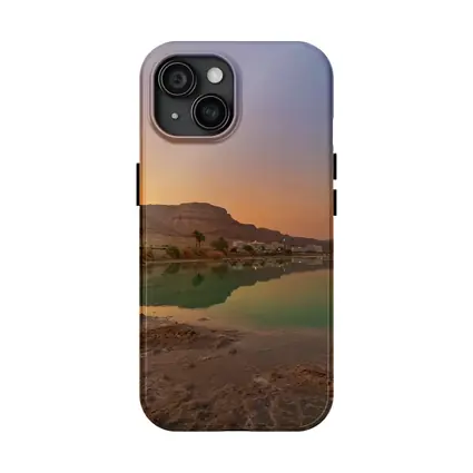Dead Sea Sunset Orange Sky Desert Landscape