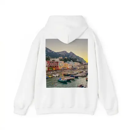 Capri Harbor Colorful Buildings Mountain Sunset