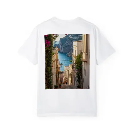 Italian Coastal Alley Pink Bougainvillea Ocean View